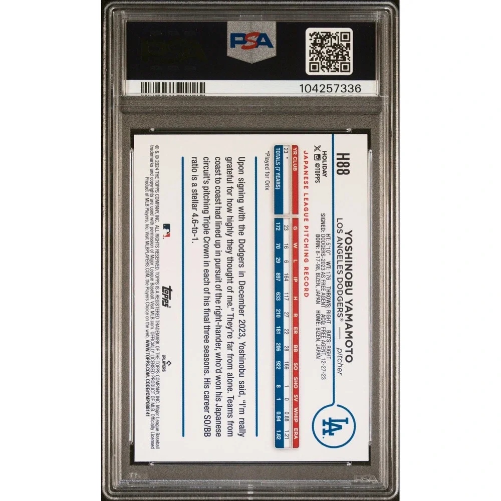 2024 Topps Holiday - Yoshinobu Yamamoto #H88 Holiday Tree (RC) PSA 10 GEM